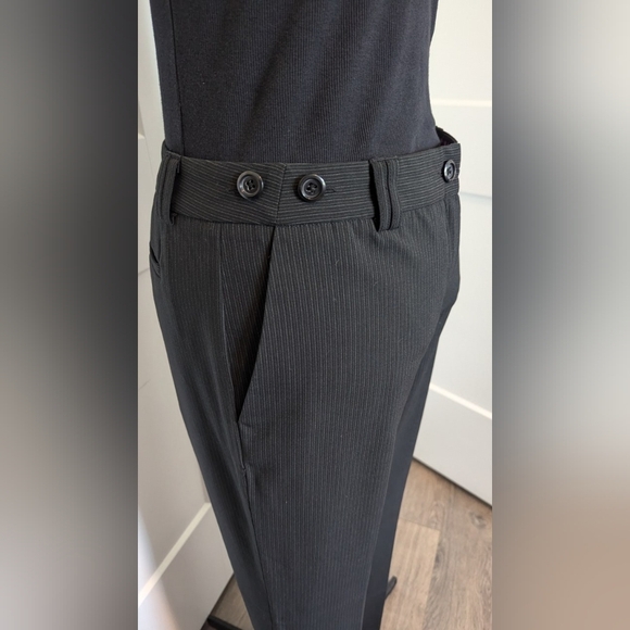 Willi Smith Womens Trousers Size 8 Kate Fit Black Pinstripe Pockets Career EUC - Picture 3 of 5